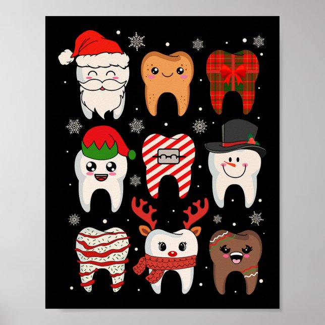Funny Dental jul Teeth Cute Julafton Dentist Squ Poster (Framsidan)