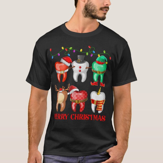Funny Dental jul Teeth Cute Julafton Dentist T Shirt (Framsida)