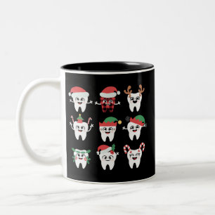 Funny Dental jul Teeth Cute Julafton Dentist Två-Tonad Mugg