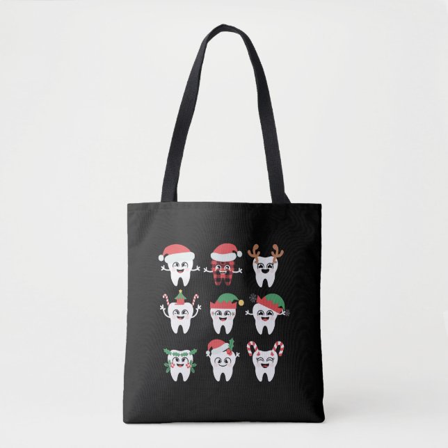 Funny Dental jul Teeth Cute Julafton Dentist Tygkasse (Framsida)