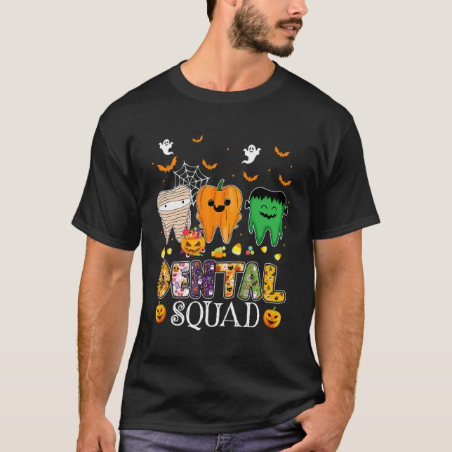 Funny Dental Spooky Squad Costume Denstist Hallowe T Shirt (Framsida)