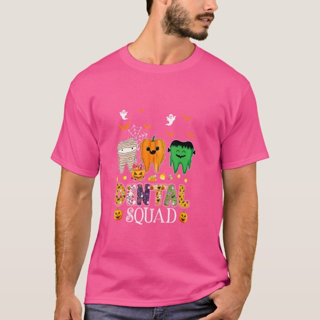 Funny Dental Spooky Squad Costume Denstist Hallowe T Shirt (Framsida)