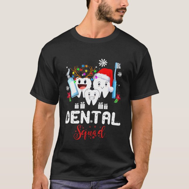 Funny Dental Squad Dentist jul T Shirt (Framsida)