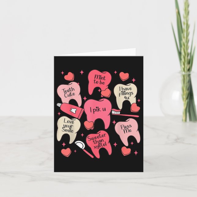 Funny Dental Valentines day Cute Teeth Hugger Hea Kort (Framsida)