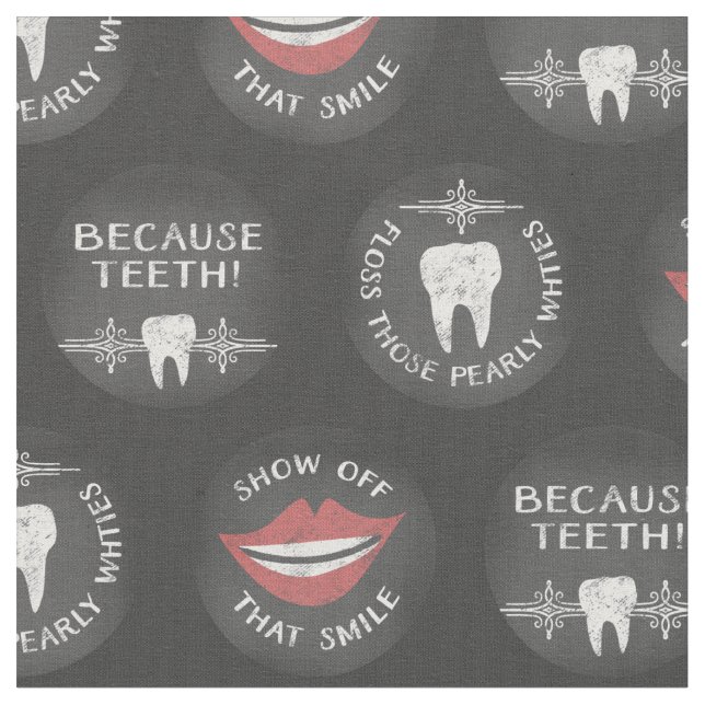 Funny Dentist Mönster - Cute Dental Hygienist Tyg (Närbild)