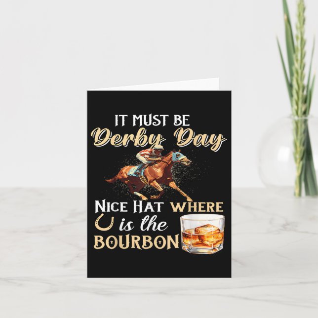 Funny Derby Day Nice Hat Bourbon where Horse Racin Kort (Framsida)