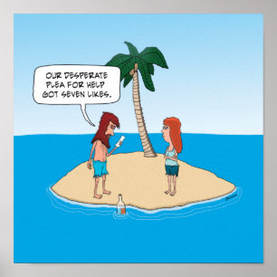 Funny Desert Island Message i Flaska Poster