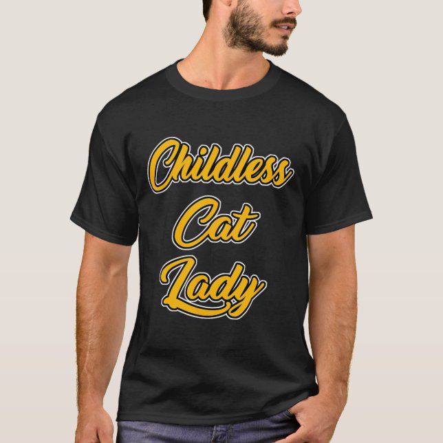 Funny design för Dam i barnlösa Cat T Shirt (Framsida)