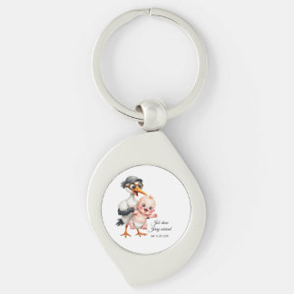 Funny designed keychain baby shower adjustable  swirl silverfärgad nyckelring