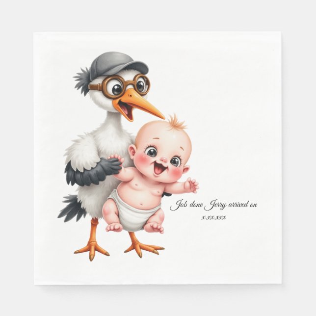 Funny designed paper napkins baby shower adjust  pappersservett (Framsidan)