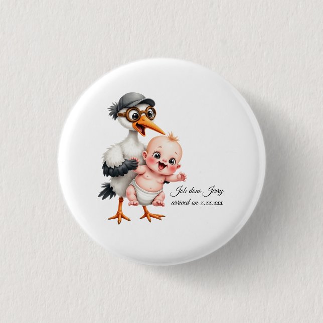 Funny designed sticker buttons baby shower adjust  knapp (Framsida)