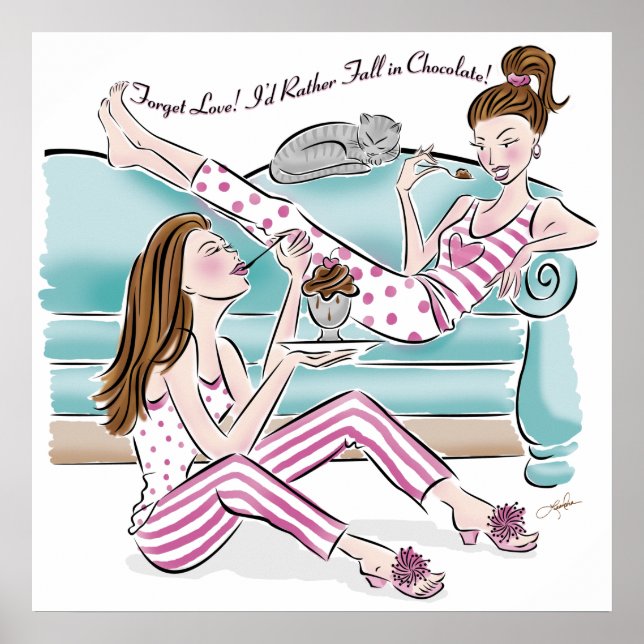 Funny Dessert Friends Glöm att Poster Kärlek (Framsidan)