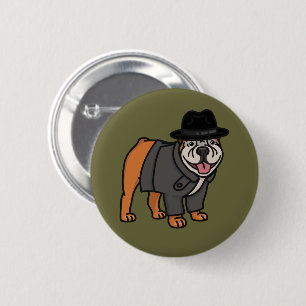 Funny Detektiv English Bulldog Button Knapp