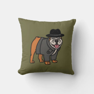 Funny detektiv English Bulldog Dekorativ kudde
