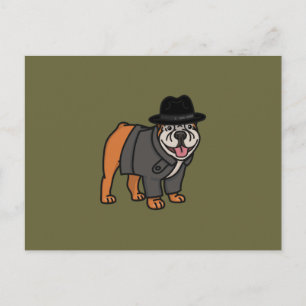 Funny Detektiv English Bulldog Postcard Vykort