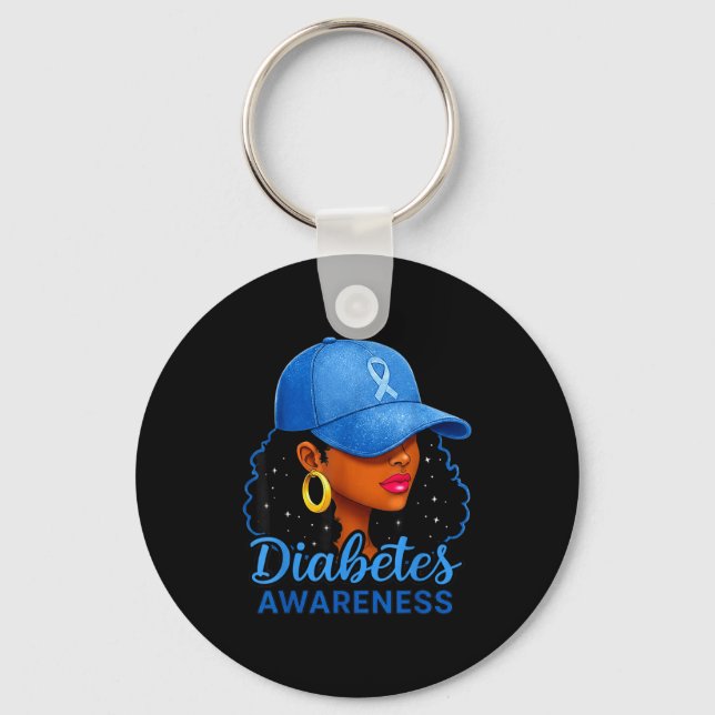 Funny Diabetes Awareness Month Black Women  Nyckelring (Framsida)