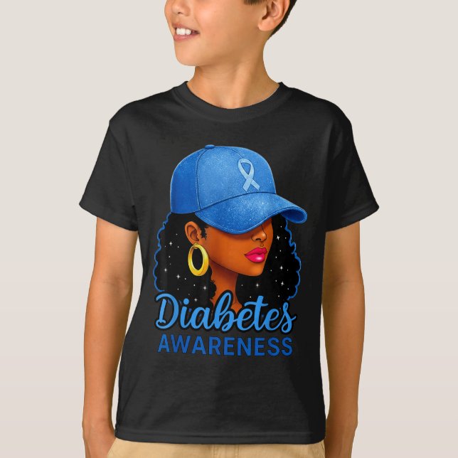 Funny Diabetes Awareness Month Black Women  T Shirt (Framsida)