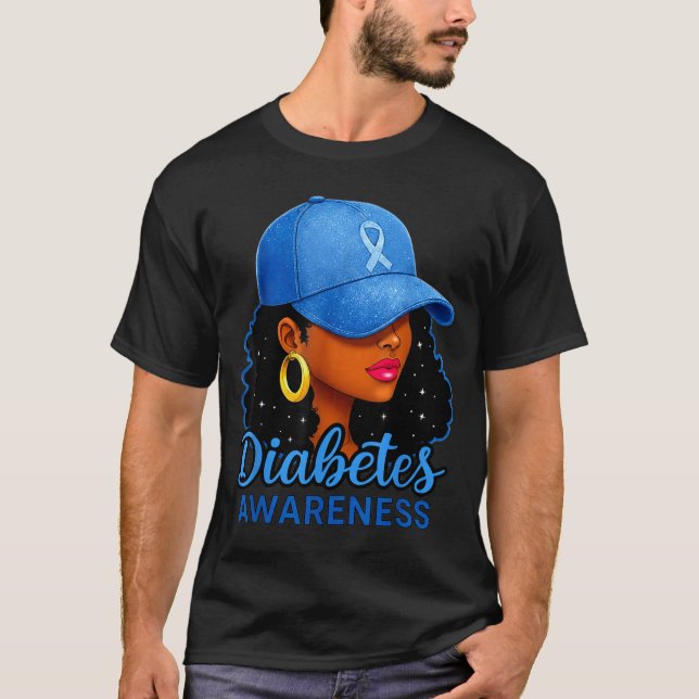 Funny Diabetes Awareness Month Black Women  T Shirt (Framsida)