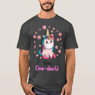 Funny diabetisk typ 1-barn typ 1Derful Unicorn T Shirt
