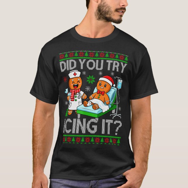 Funny Did You Try Icing It Christmas Gingerbread X T Shirt (Framsida)
