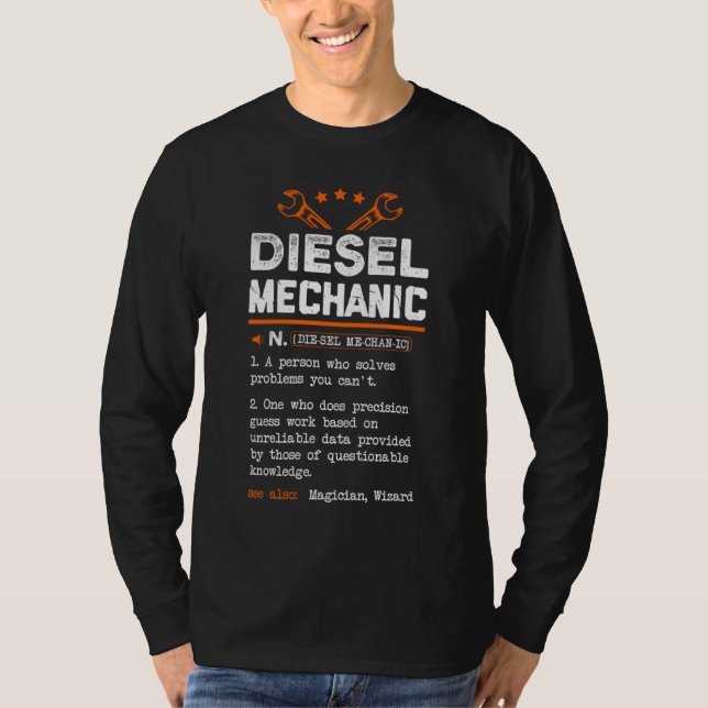 Funny Diesel Mechanic betyder Gift Car Revisor D T Shirt (Framsida)