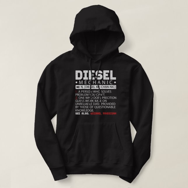 Funny Diesel Mechanic Description Hoodie (Design framsida)