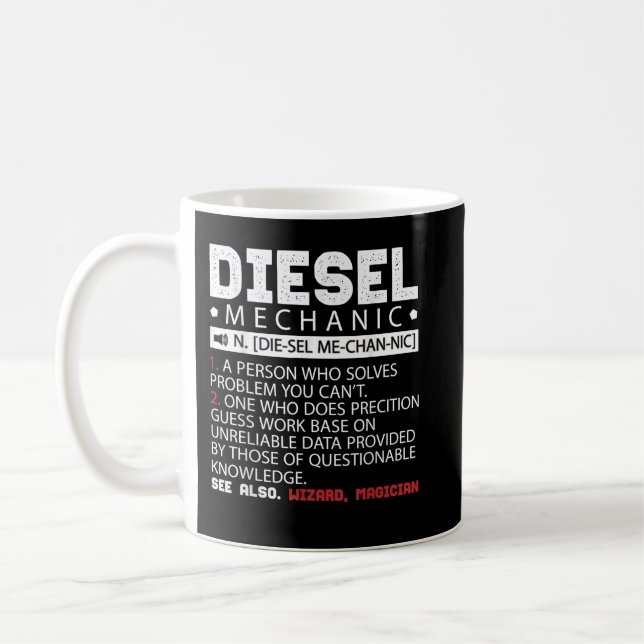 Funny Diesel Mechanic Description Kaffemugg (Vänster)
