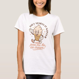 Funny Diet Starts in Winter Ice Cream Lover Retro T Shirt