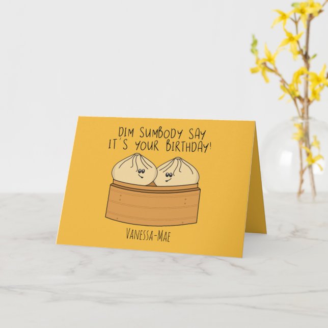 Funny Dim Sum Foodie Birthday Food Pun Kort (Gul blomma)