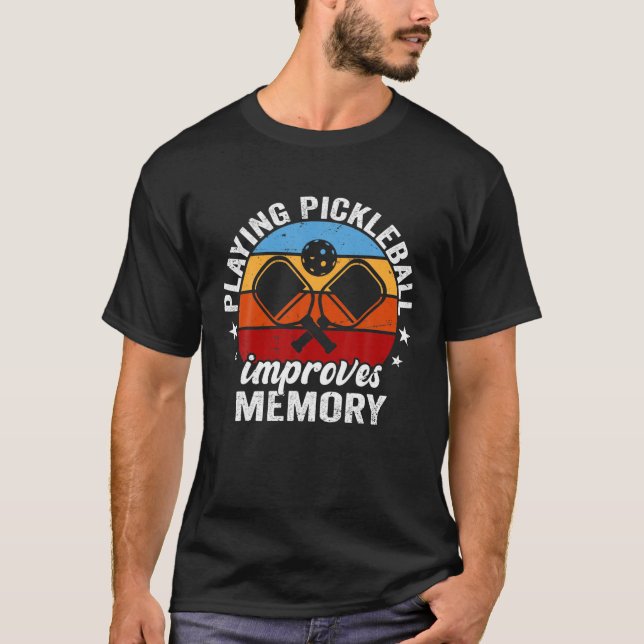 Funny Dink Player Playing Pickleball Improves Memo T Shirt (Framsida)