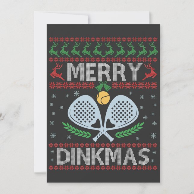 Funny Dinkmas Ugly jul Sweater Pickleball Inbjudningar (Framsida)