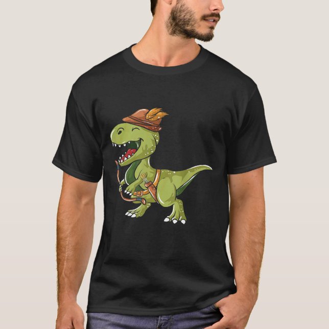Funny Dino Archer Archery T Shirt (Framsida)