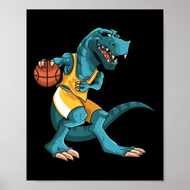 Funny Dino Playing Sketll T-rex Lover Player Kids  Poster (Framsidan)