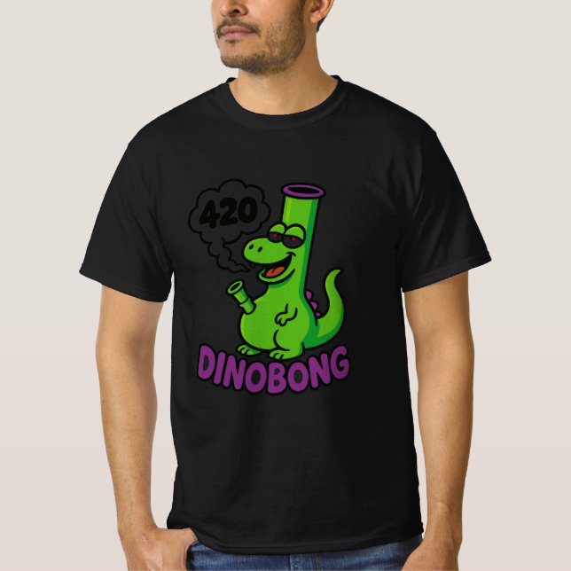 Funny Dinobong Dinosaur T-Shirt | Tecknad Dino Gra (Framsida)