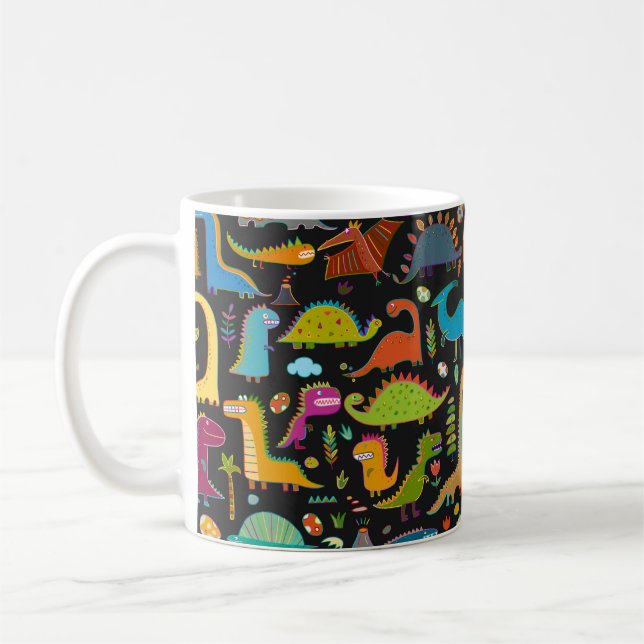 Funny dinosauer sömlös mönster kaffemugg (Vänster)