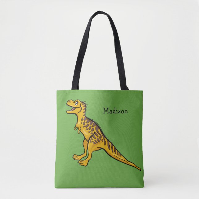 Funny Dinosaur-användarnamn och färg-påsar Tygkasse (Framsida)