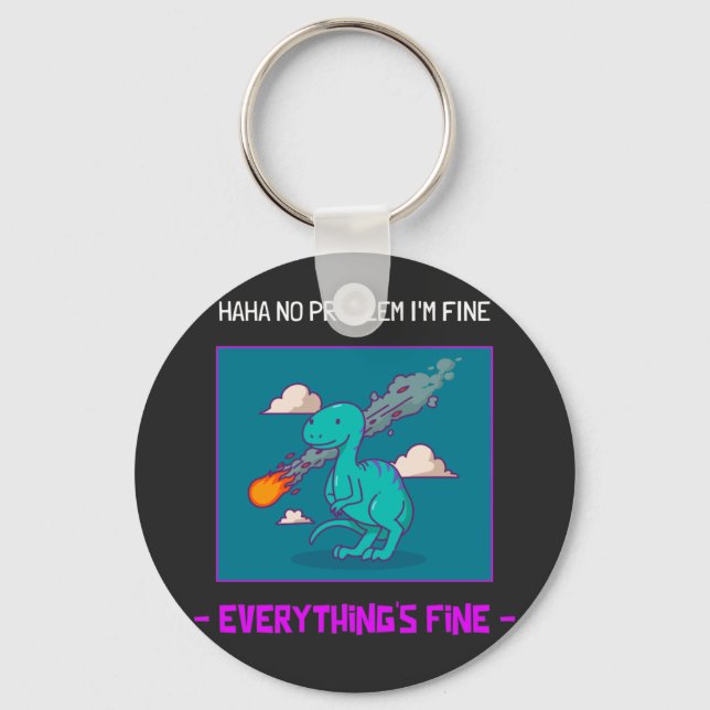 Funny Dinosaur Asteroid Allting Bra Nyckelring (Framsida)