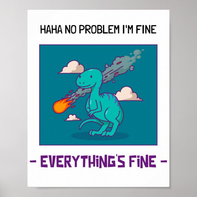 Funny Dinosaur Asteroid Allting Bra Poster (Framsidan)