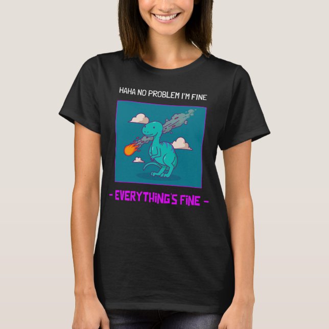 Funny Dinosaur Asteroid Allting Bra T Shirt (Framsida)