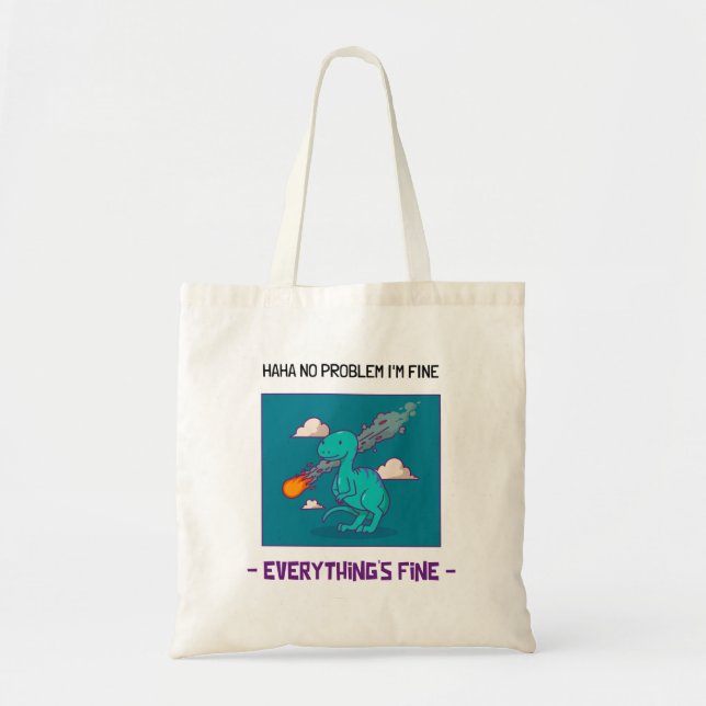 Funny Dinosaur Asteroid Allting Bra Tygkasse (Framsidan)