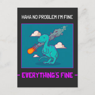 Funny Dinosaur Asteroid Allting Bra Vykort