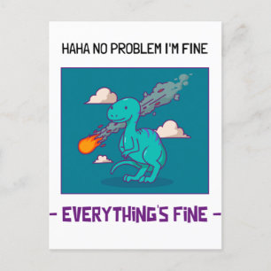 Funny Dinosaur Asteroid Allting Bra Vykort