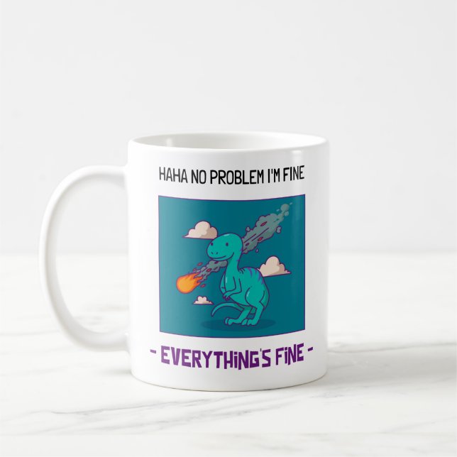 Funny Dinosaur Asteroid Allting's Bra Kaffemugg (Vänster)