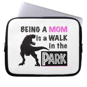 Funny Dinosaur Att vara A Mamma är en promenad i p Laptop Fodral