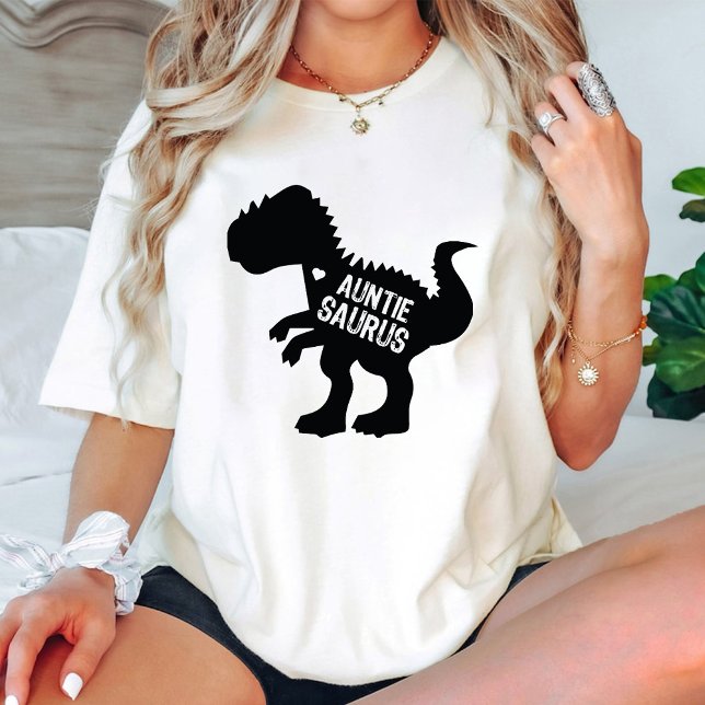 Funny Dinosaur Auntie Auntie Anibröllopsdag White T Shirt (Funny Dinosaur Auntie Anniversary White T-Shirt)