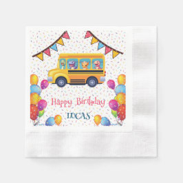 Funny dinosaur Back to school Buss-pojke Birthday Pappersservett