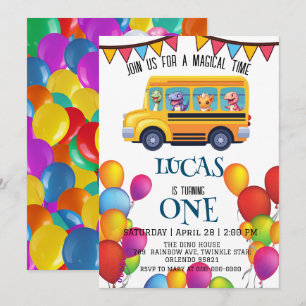 Funny dinosaur Back to school Buss-pojke Birthday Spara Datumet