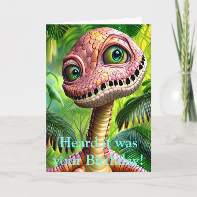 Funny Dinosaur Birthday Card redigerbar Kort (Framsida)