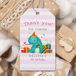 Funny Dinosaur Birthday Girl Party Presentetikett