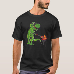 Funny Dinosaur Chef Cook BBQ utomhus pappa son mat T Shirt